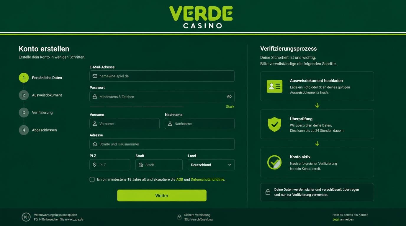 Registrierung mit Formular und Identitätsprüfung, zeigt Sicherheit bei KYC Prozess.